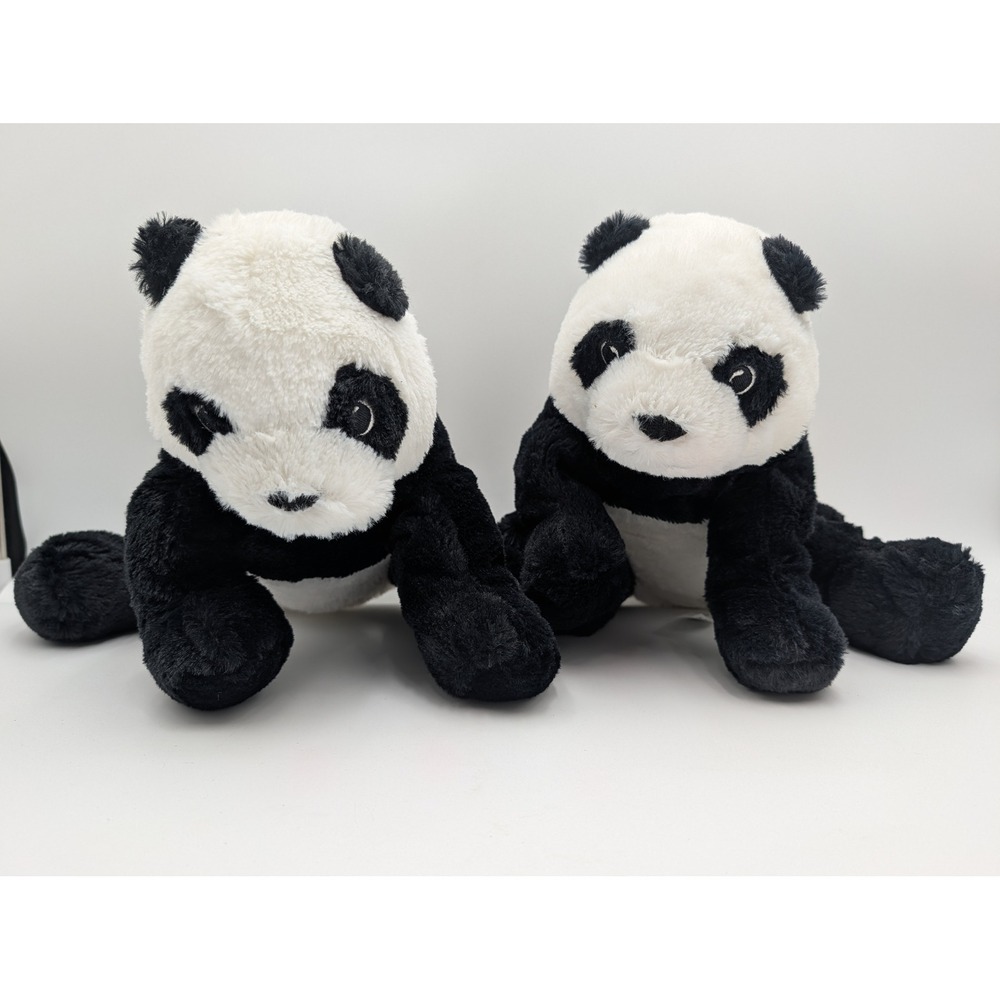 IKEA KRAMIG Panda Stuffed Animal Black White Soft Plush Lot of 2 30221318